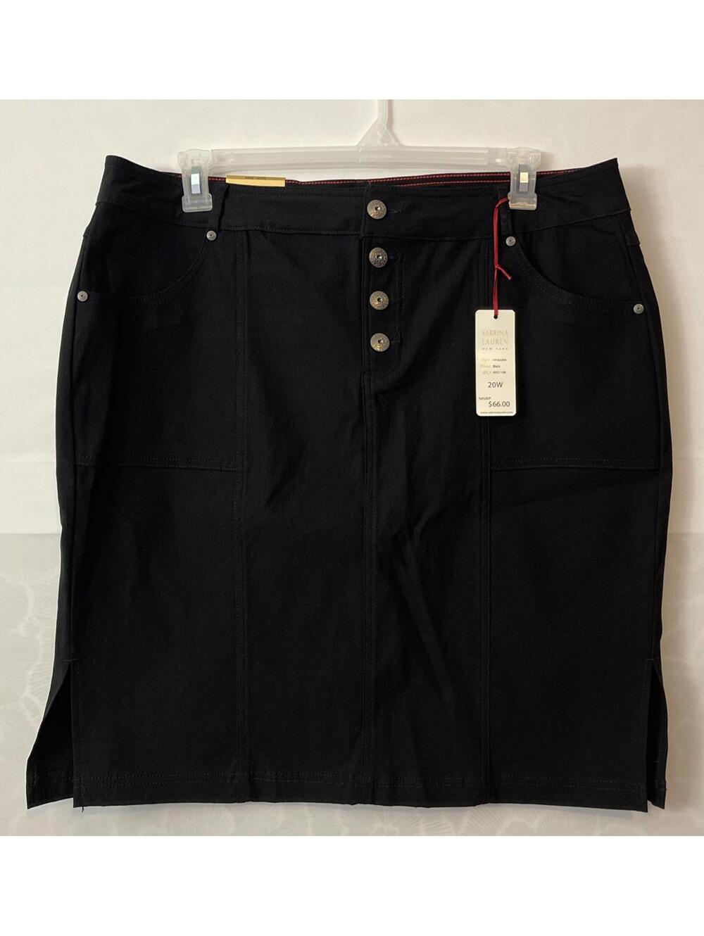 Sabrina Lauren NY Womens 20w Black Knee-Length Super Stretchy Skirt NWT! A6495